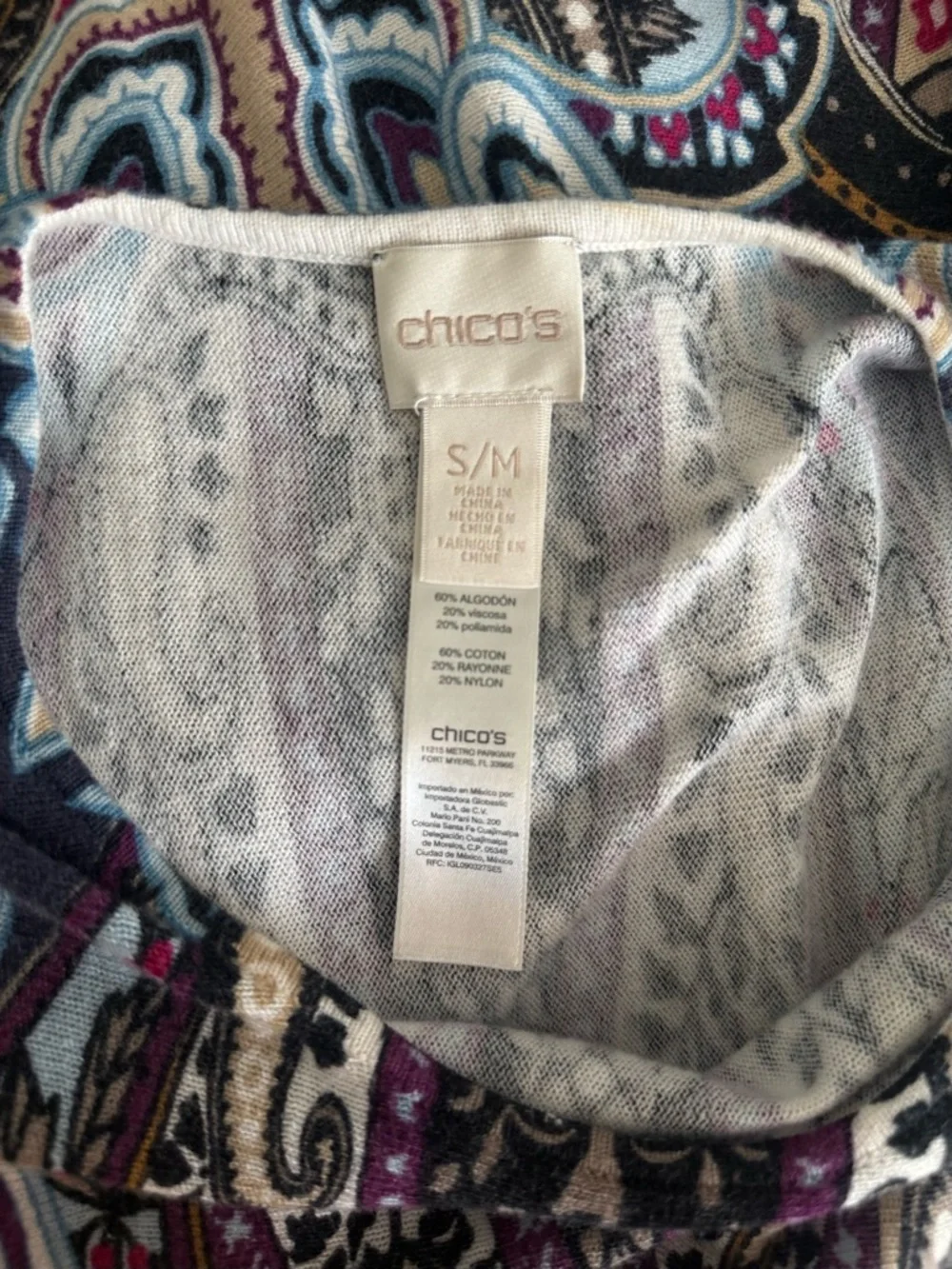 Chico's Multicolor Paisley Print Sweater Poncho Top Small Medium
